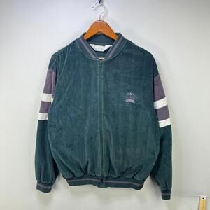 Vintage Christian Dior Velour Track Jacket 80s Large